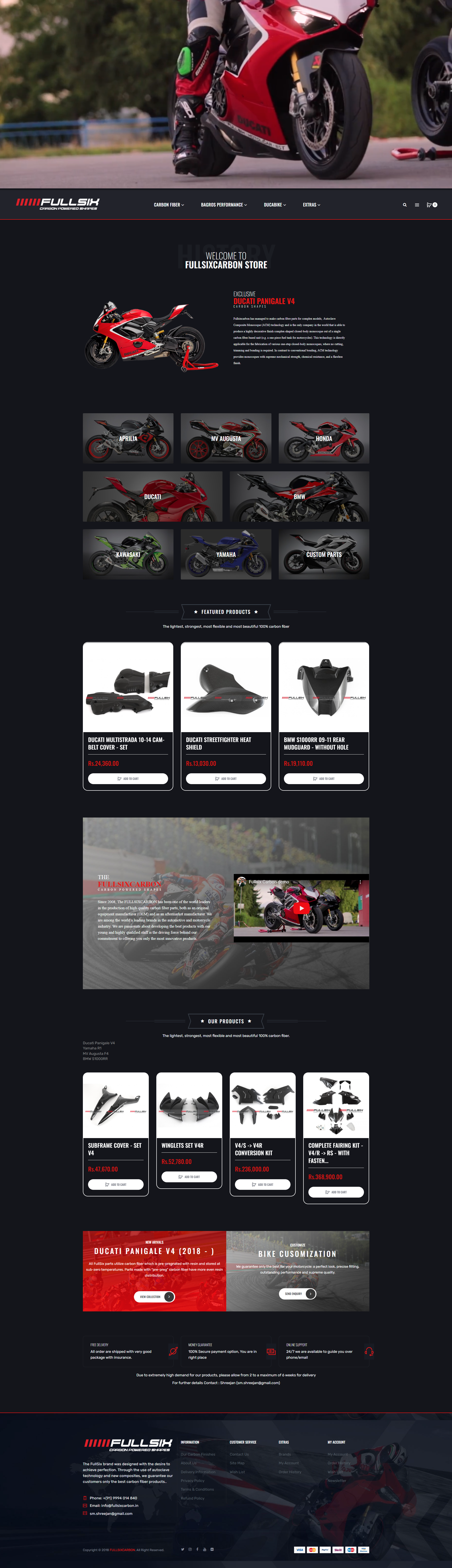 Full Six Carbon - Carbon Fibre Motor Cycle Products - Magento WordPress WooCommerce Website Design and Development - ECommerce Features and Responsive Website Design